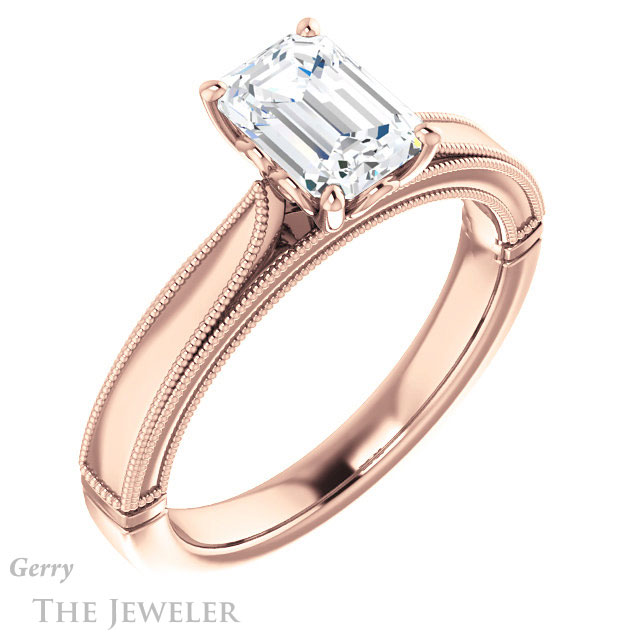 Emerald Cut Forever One Moissanite Engagement Ring #GTJ1092-emerald-fb-r | Gerry The Jeweler Emerald Cut Forever Brilliant Moissanite Engagement Ring #GTJ1092-emerald-fb-r