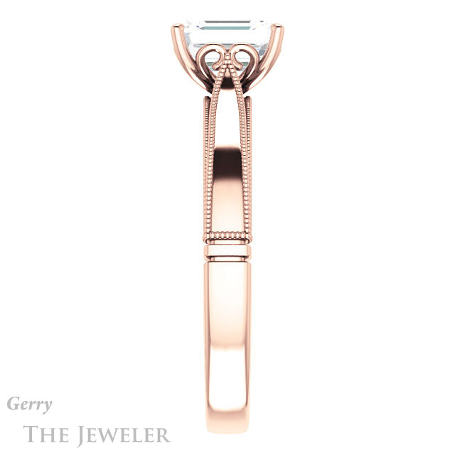 Emerald Cut Forever One Moissanite Engagement Ring #GTJ1092-emerald-fb-r | Gerry The Jeweler Emerald Cut Forever Brilliant Moissanite Engagement Ring #GTJ1092-emerald-fb-r