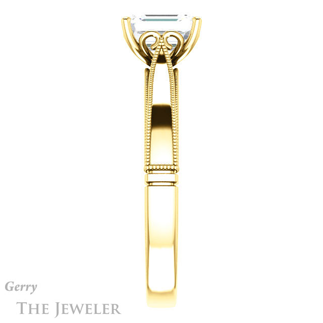 Emerald Cut Forever One Moissanite Engagement Ring #GTJ1092-emerald-fb-y | Gerry The Jeweler Emerald Cut Forever Brilliant Moissanite Engagement Ring #GTJ1092-emerald-fb-y