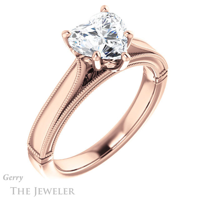 Heart Shaped Forever One Moissanite Engagement Ring #GTJ1092-heart-fb-r | Gerry The Jeweler Heart Shaped Forever Brilliant Moissanite Engagement Ring #GTJ1092-heart-fb-r