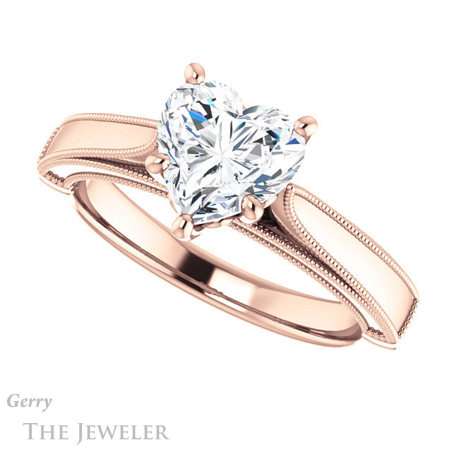 Heart Shaped Forever One Moissanite Engagement Ring #GTJ1092-heart-fb-r | Gerry The Jeweler Heart Shaped Forever Brilliant Moissanite Engagement Ring #GTJ1092-heart-fb-r