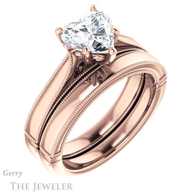 Heart Shaped Forever One Moissanite Engagement Ring #GTJ1092-heart-fb-r | Gerry The Jeweler Heart Shaped Forever Brilliant Moissanite Engagement Ring #GTJ1092-heart-fb-r