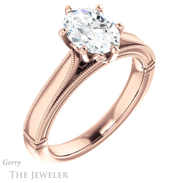 Oval Shaped Forever One Moissanite Engagement Ring #GTJ1092-oval-fo-r | Gerry The Jeweler Oval Shaped Forever One Moissanite Engagement Ring #GTJ1092-oval-fo-r