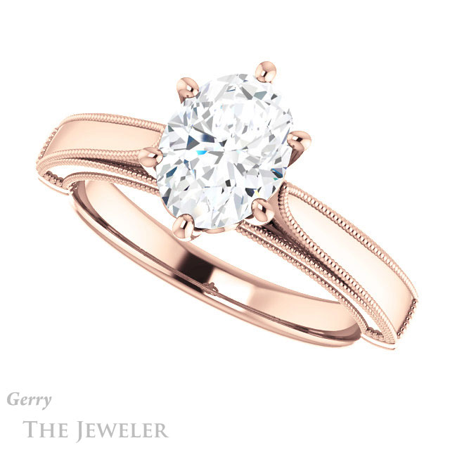 Oval Shaped Forever One Moissanite Engagement Ring #GTJ1092-oval-fo-r | Gerry The Jeweler Oval Shaped Forever One Moissanite Engagement Ring #GTJ1092-oval-fo-r