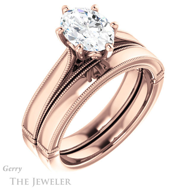 Oval Shaped Forever One Moissanite Engagement Ring #GTJ1092-oval-fo-r | Gerry The Jeweler Oval Shaped Forever One Moissanite Engagement Ring #GTJ1092-oval-fo-r