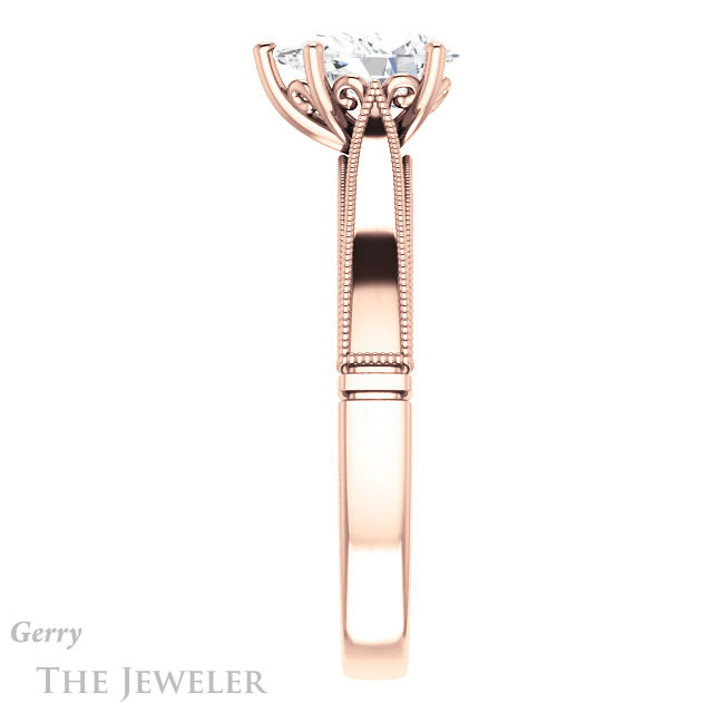 Pear Shaped Forever One Moissanite Engagement Ring #GTJ1092-pear-fb-r | Gerry The Jeweler Pear Shaped Forever Brilliant Moissanite Engagement Ring #GTJ1092-pear-fb-r