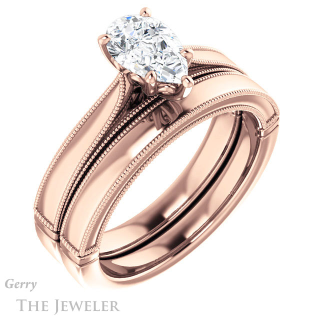 Pear Shaped Forever One Moissanite Engagement Ring #GTJ1092-pear-fb-r | Gerry The Jeweler Pear Shaped Forever Brilliant Moissanite Engagement Ring #GTJ1092-pear-fb-r
