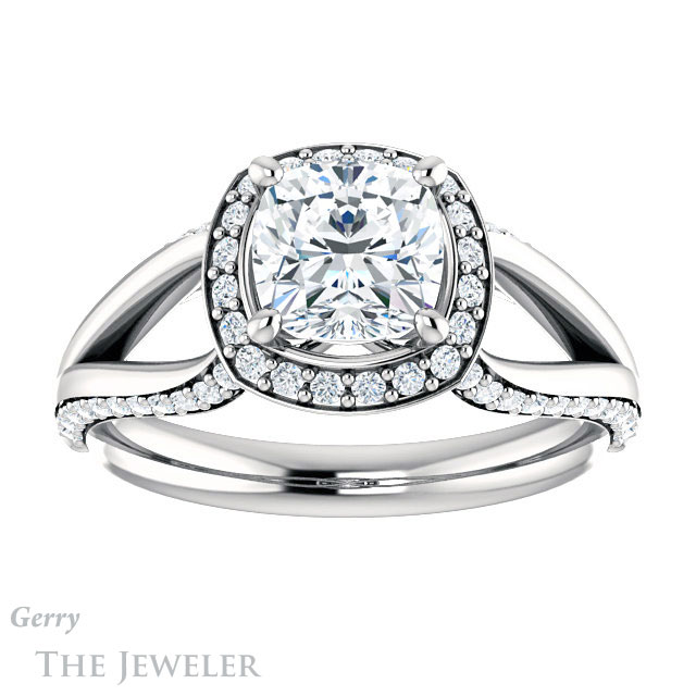 Cushion Cut Forever One Moissanite Engagement Ring #GTJ1094-cushion-fo-w