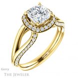 Cushion Cut Forever One Moissanite Engagement Ring #GTJ1094-cushion-fo-y 4 Cushion Cut Forever One Moissanite Engagement Ring #GTJ1094-cushion-fo-y