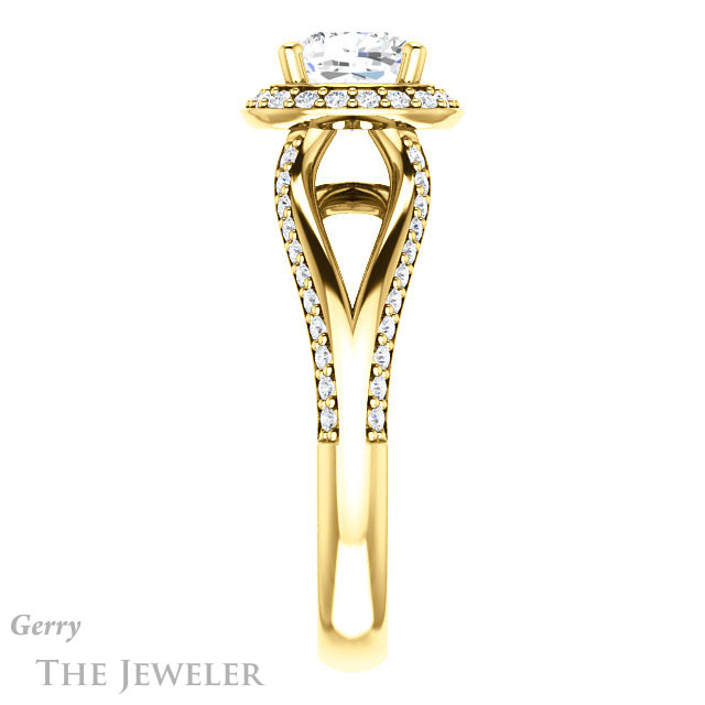 Cushion Cut Forever One Moissanite Engagement Ring #GTJ1094-cushion-fo-y 3 Cushion Cut Forever One Moissanite Engagement Ring #GTJ1094-cushion-fo-y