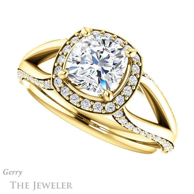Cushion Cut Forever One Moissanite Engagement Ring #GTJ1094-cushion-fo-y 5 Cushion Cut Forever One Moissanite Engagement Ring #GTJ1094-cushion-fo-y