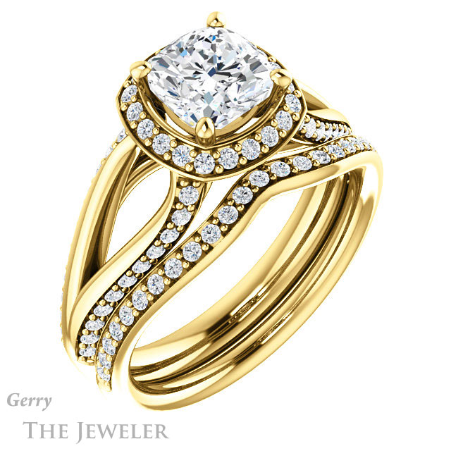 Cushion Cut Forever One Moissanite Engagement Ring #GTJ1094-cushion-fo-y 6 Cushion Cut Forever One Moissanite Engagement Ring #GTJ1094-cushion-fo-y