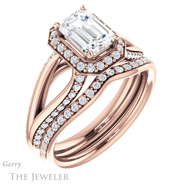 Emerald Cut Forever Brilliant Moissanite Engagement Ring #GTJ1094-emerald-fb-r