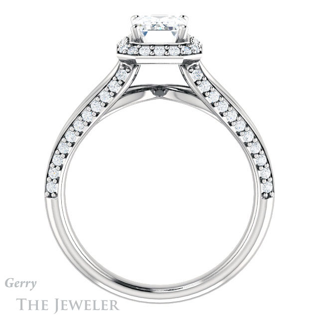 Emerald Cut Forever Brilliant Moissanite Engagement Ring #GTJ1094-emerald-fb-w