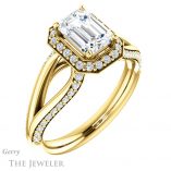 Emerald Cut Forever One Moissanite Engagement Ring #GTJ1094-emerald-fb-y 4 Emerald Cut Forever Brilliant Moissanite Engagement Ring #GTJ1094-emerald-fb-y