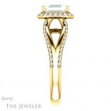 Emerald Cut Forever One Moissanite Engagement Ring #GTJ1094-emerald-fb-y 3 Emerald Cut Forever Brilliant Moissanite Engagement Ring #GTJ1094-emerald-fb-y
