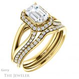 Emerald Cut Forever One Moissanite Engagement Ring #GTJ1094-emerald-fb-y 6 Emerald Cut Forever Brilliant Moissanite Engagement Ring #GTJ1094-emerald-fb-y