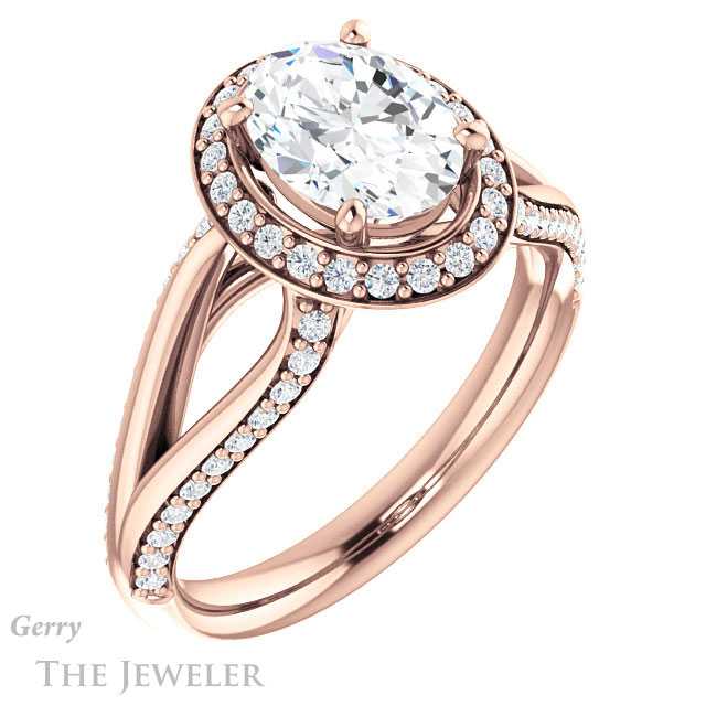 Oval Shaped Forever One Moissanite Engagement Ring #GTJ1094-oval-fo-r