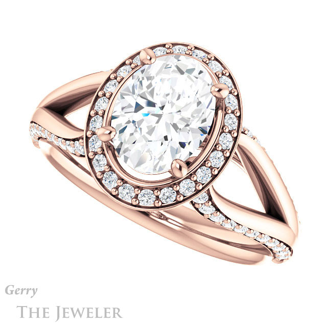 Oval Shaped Forever One Moissanite Engagement Ring #GTJ1094-oval-fo-r