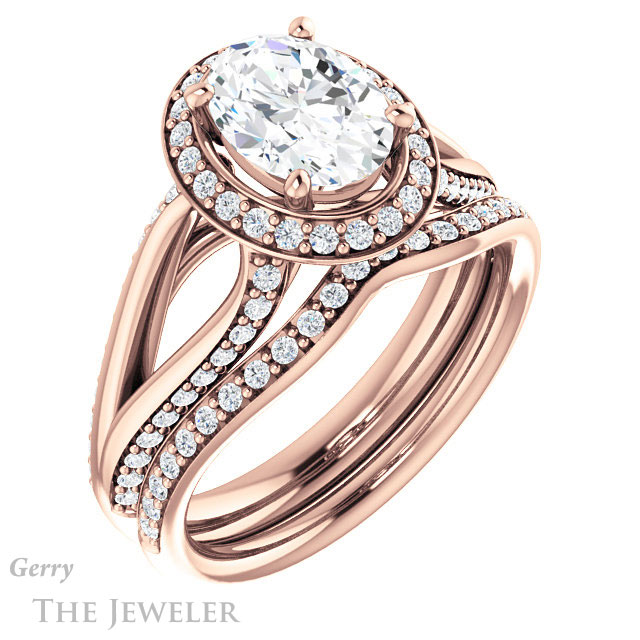 Oval Shaped Forever One Moissanite Engagement Ring #GTJ1094-oval-fo-r