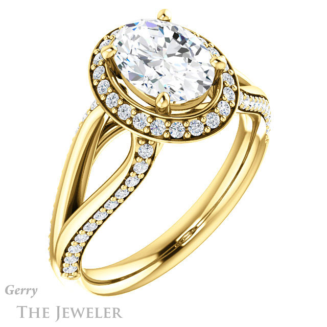 Oval Shaped Forever One Moissanite Engagement Ring #GTJ1094-oval-fo-y 4 Oval Shaped Forever One Moissanite Engagement Ring #GTJ1094-oval-fo-y