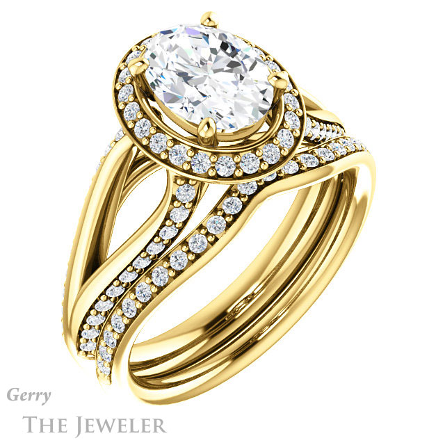 Oval Shaped Forever One Moissanite Engagement Ring #GTJ1094-oval-fo-y 6 Oval Shaped Forever One Moissanite Engagement Ring #GTJ1094-oval-fo-y