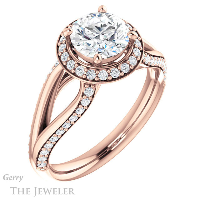 Round Cut Forever One Moissanite Engagement Ring #GTJ1094-round-fo-r 4 Round Cut Forever One Moissanite Engagement Ring #GTJ1094-round-fo-r