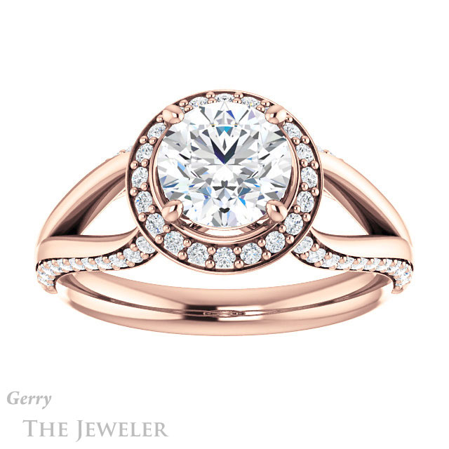 Round Cut Forever One Moissanite Engagement Ring #GTJ1094-round-fo-r