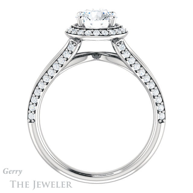 Round Cut Forever One Moissanite Engagement Ring #GTJ1094-round-fo-w