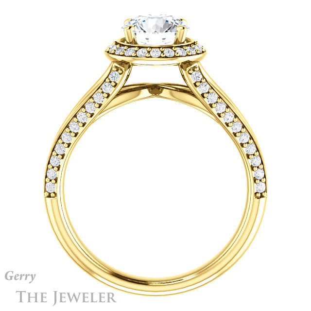Round Cut Forever One Moissanite Engagement Ring #GTJ1094-round-fo-y