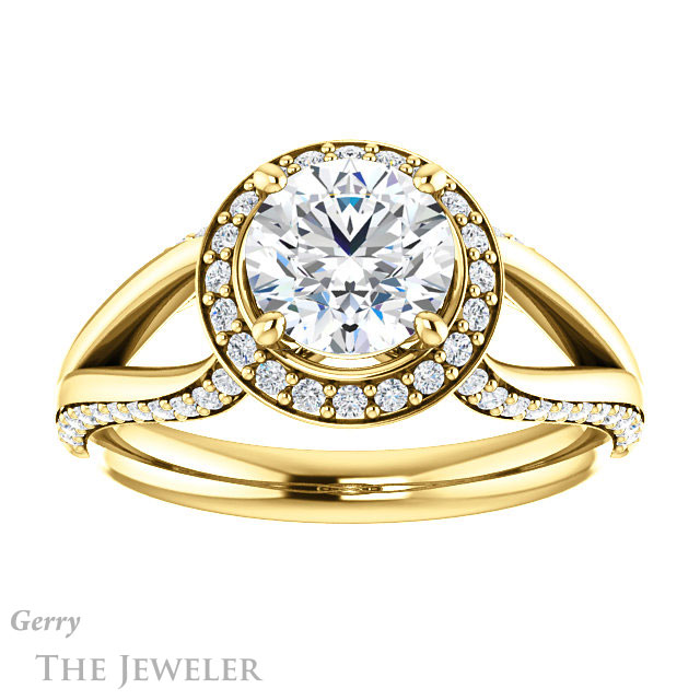 Round Cut Forever One Moissanite Engagement Ring #GTJ1094-round-fo-y