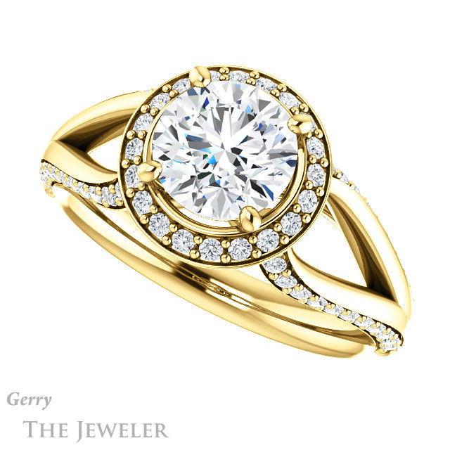 Round Cut Forever One Moissanite Engagement Ring #GTJ1094-round-fo-y 5 Round Cut Forever One Moissanite Engagement Ring #GTJ1094-round-fo-y