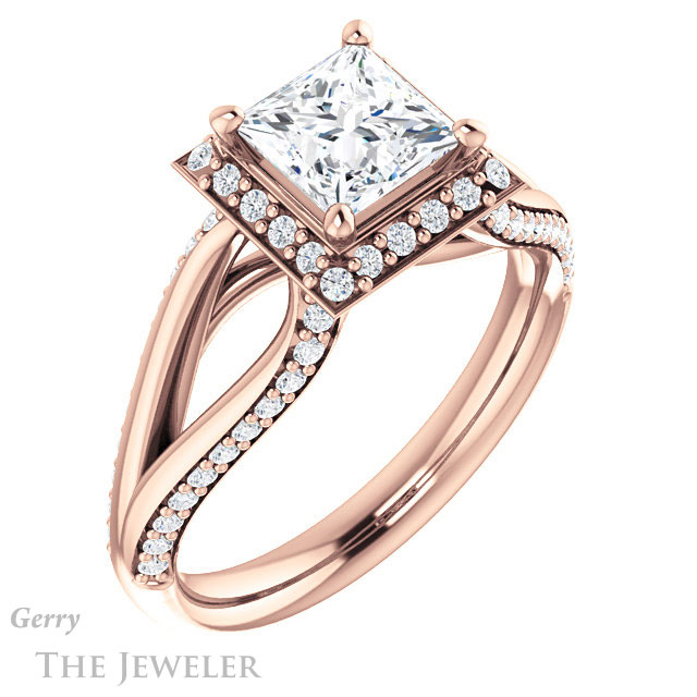 Princess Cut Forever One Moissanite Engagement Ring #GTJ1094-square-fo-r 4 Princess Cut Forever One Moissanite Engagement Ring #GTJ1094-square-fo-r