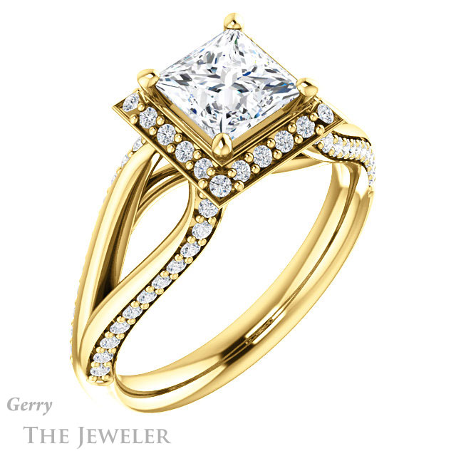Princess Cut Forever One Moissanite Engagement Ring #GTJ1094-square-fo-y