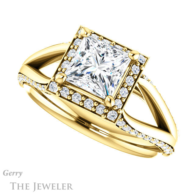 Princess Cut Forever One Moissanite Engagement Ring #GTJ1094-square-fo-y