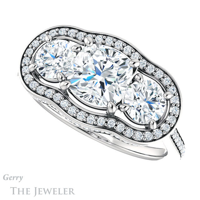 Cushion Cut Forever One Moissanite Engagement Ring #GTJ1095-cushion-fb-w | Gerry The Jeweler Cushion Cut Forever Brilliant Moissanite Engagement Ring #GTJ1095-cushion-fb-w