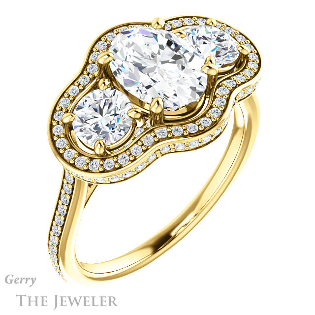 Oval Shaped Forever One Moissanite Engagement Ring #GTJ1095-oval-fb-y | Gerry The Jeweler Oval Shaped Forever Brilliant Moissanite Engagement Ring #GTJ1095-oval-fb-y