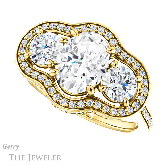 Oval Shaped Forever One Moissanite Engagement Ring #GTJ1095-oval-fb-y | Gerry The Jeweler Oval Shaped Forever Brilliant Moissanite Engagement Ring #GTJ1095-oval-fb-y