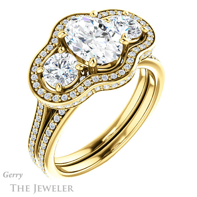 Oval Shaped Forever One Moissanite Engagement Ring #GTJ1095-oval-fb-y | Gerry The Jeweler Oval Shaped Forever Brilliant Moissanite Engagement Ring #GTJ1095-oval-fb-y