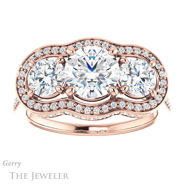 Round Cut Forever One Moissanite Engagement Ring #GTJ1095-round-fo-r | Gerry The Jeweler Round Cut Forever One Moissanite Engagement Ring #GTJ1095-round-fo-r