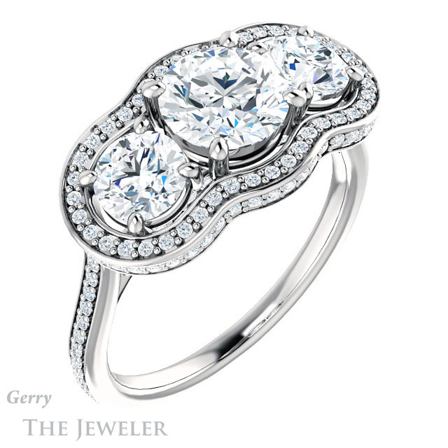 Round Cut Forever One Moissanite Engagement Ring #GTJ1095-round-fo-w | Gerry The Jeweler Round Cut Forever One Moissanite Engagement Ring #GTJ1095-round-fo-w
