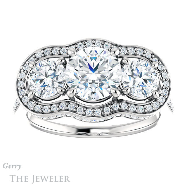 Round Cut Forever One Moissanite Engagement Ring #GTJ1095-round-fo-w | Gerry The Jeweler Round Cut Forever One Moissanite Engagement Ring #GTJ1095-round-fo-w