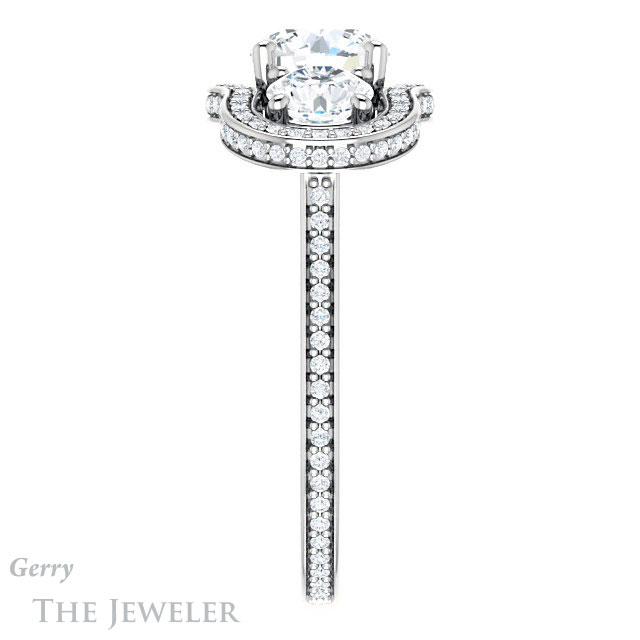 Round Cut Forever One Moissanite Engagement Ring #GTJ1095-round-fo-w | Gerry The Jeweler Round Cut Forever One Moissanite Engagement Ring #GTJ1095-round-fo-w