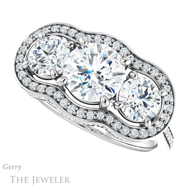 Round Cut Forever One Moissanite Engagement Ring #GTJ1095-round-fo-w | Gerry The Jeweler Round Cut Forever One Moissanite Engagement Ring #GTJ1095-round-fo-w