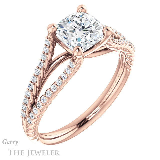 Cushion Cut Forever One Moissanite Engagement Ring #GTJ1096-cushion-fo-r