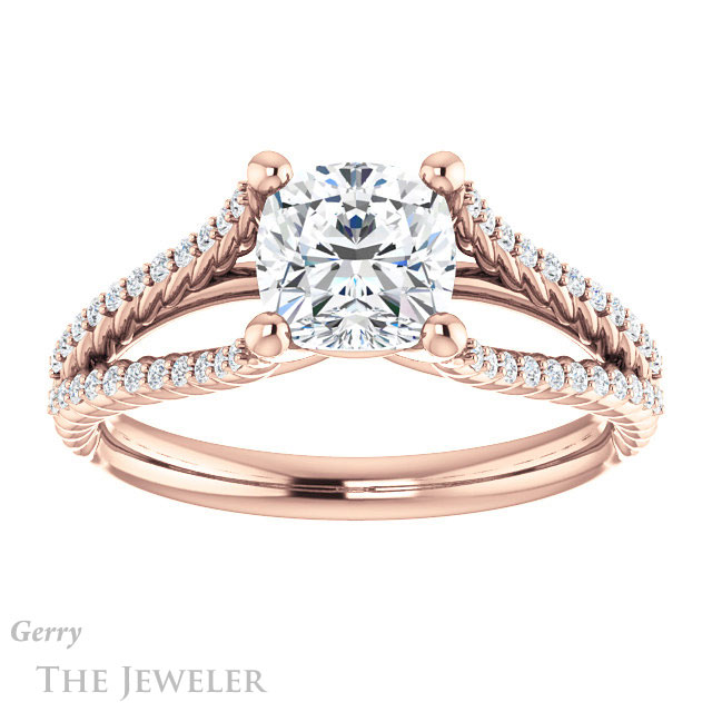 Cushion Cut Forever One Moissanite Engagement Ring #GTJ1096-cushion-fo-r