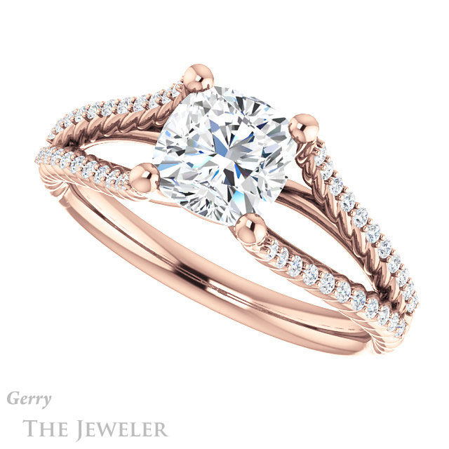 Cushion Cut Forever One Moissanite Engagement Ring #GTJ1096-cushion-fo-r