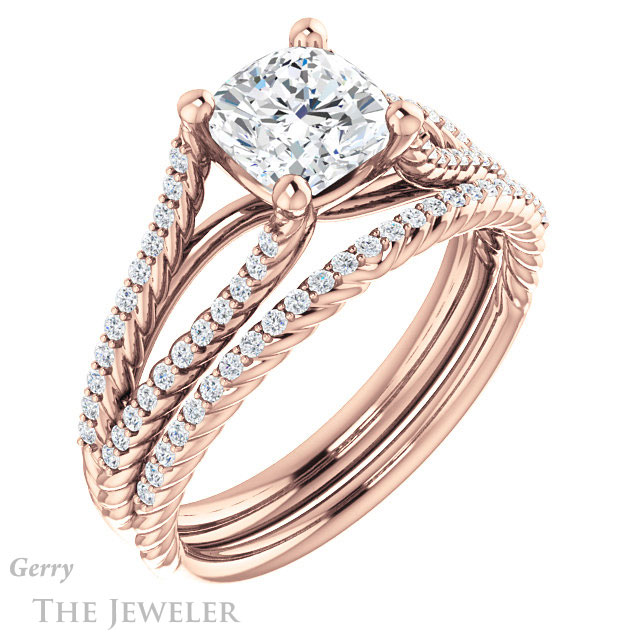 Cushion Cut Forever One Moissanite Engagement Ring #GTJ1096-cushion-fo-r