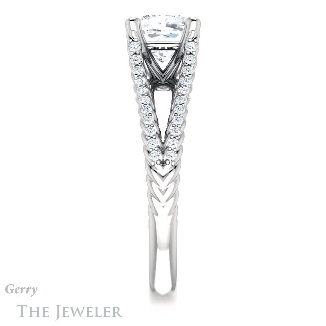 Cushion Cut Forever One Moissanite Engagement Ring #GTJ1096-cushion-fo-w