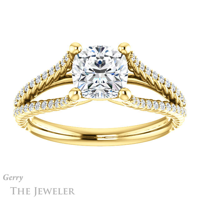 Cushion Cut Forever One Moissanite Engagement Ring #GTJ1096-cushion-fo-y